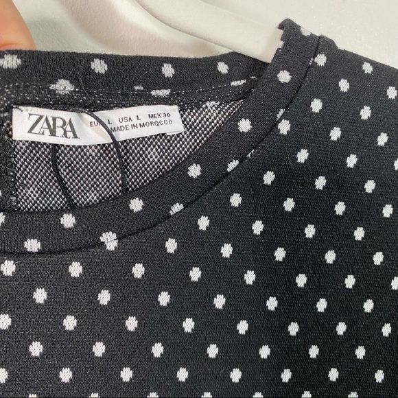 ZARA Black and White Polka Dot Knit Wool Blend Mini Dress | Zara - Picture 4 of 11